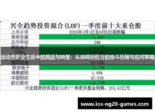 运动员职业生涯中的挑战与转型:从高峰到低谷的奋斗历程与应对策略 运动员职业生涯中的挑战与转型:从高峰到低谷的奋斗历程与应对策略